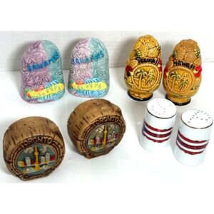 Lot of 4 Ceramic Salt Pepper Shakers Bahamas Hawaii Toronto Puerto Rico